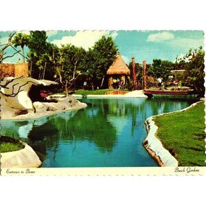 Vintage 1972 Busch Gardens Tampa Boma Entrance Postcard Scalloped Edges